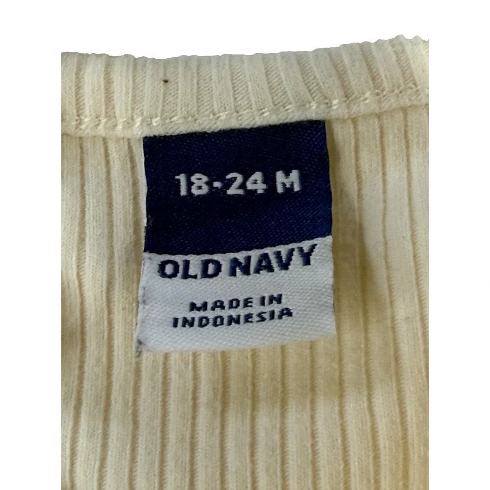Old Navy Toddler Girl Ribbed‎ Tank Top Cream Lettuce Hem 18-24M Neutral Basic